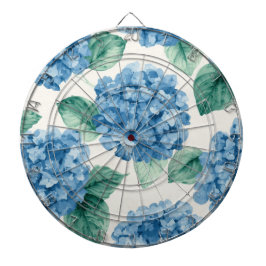 Hydrangea Blues Blommor Vattenfärg Botaniska Blomn Darttavla