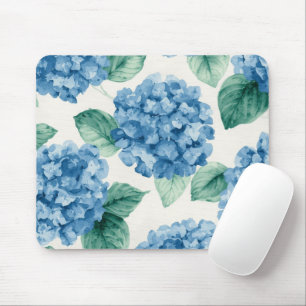 Hydrangea Blues Blommor Vattenfärg Botaniska Bloms Musmatta