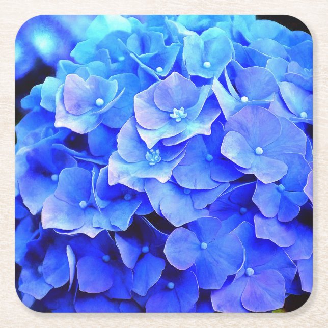 Hydrangea Blues Papper Underlägg Kvadrat (Framsidan)