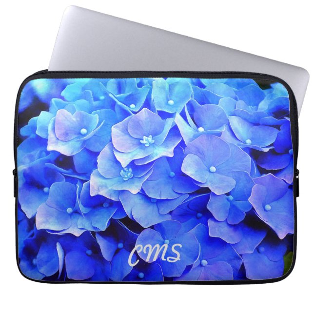 Hydrangea Blues Personlig Laptop Fodral (Framsidan)