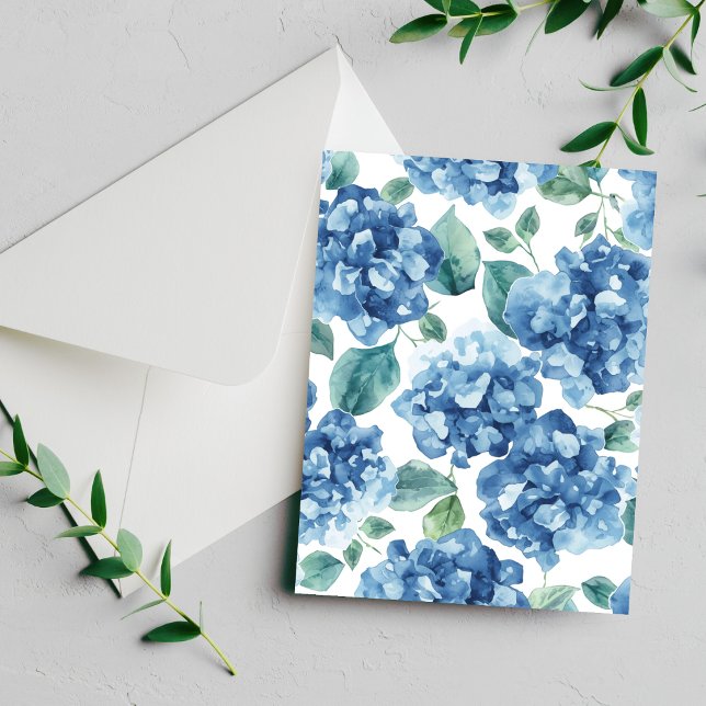 Hydrangea Blues | Watercolor Blommor Blomma Kort (Skapare uppladdad)