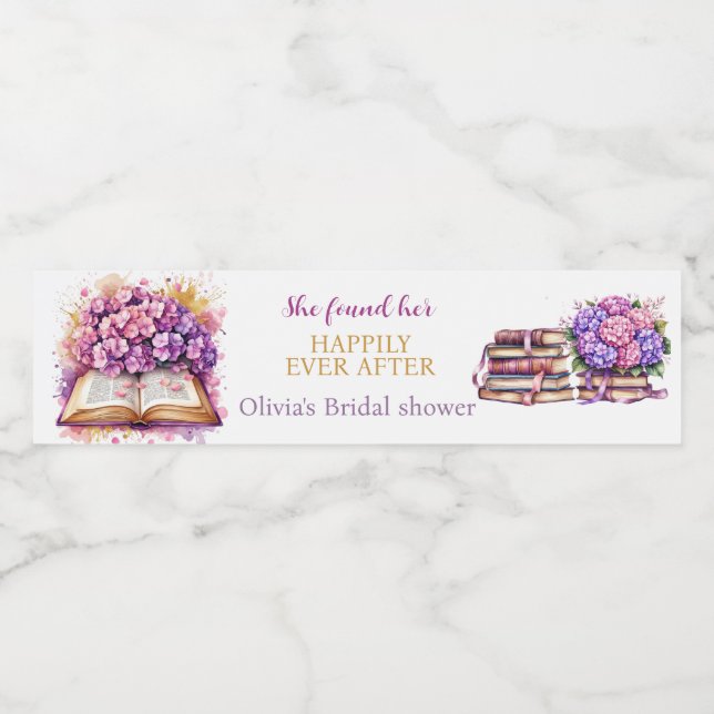 Hydrangea Boktema Vattenflaskor Etikett (Singel etikett)