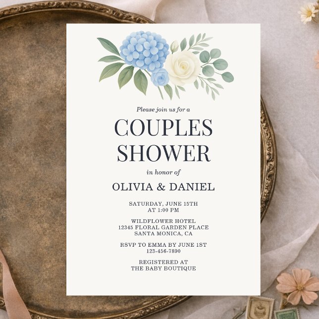 Hydrangea Botanical Eucalyptus Couples Shower Inbjudningar (Skapare uppladdad)