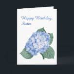 Hydrangea Bouquet Sister Birthday Kort<br><div class="desc">En elegant vattenledningsbunt ger dig framsidan av det här födelsedagskortet. Den blå vattengången skapar en delikat och öga-fångstande design för att hedra din syster. Ord "Grattis på födelsedagen, syster" står på framsidan. Insidan innehåller en tunga-in-cheek-känsla som du kan antingen behålla eller anpassa. Gör din systers födelsedag speciell med detta vackra...</div>