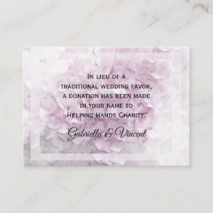 Hydrangea Bröllop Charity Card för mjuk Blek Rosa Tilläggskort