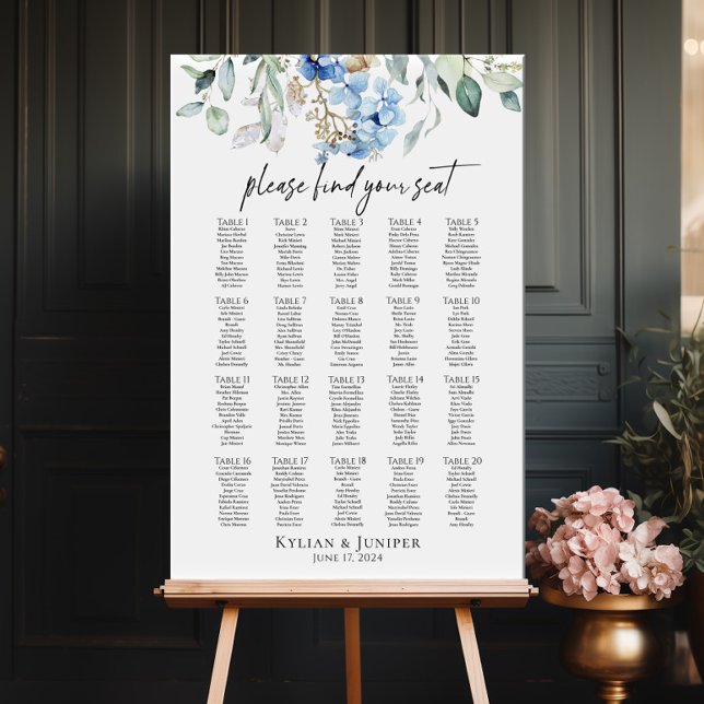 Hydrangea bröllop-sätesdiagram 20 bord poster (Skapare uppladdad)