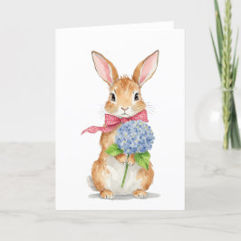 Hydrangea Bunny Watercolor Påsk kort
