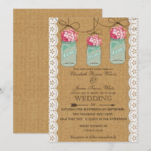 hydrangea burlap Rustic mason burk bröllop