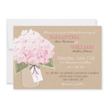 Hydrangea Burlap Rustic Wedding Card