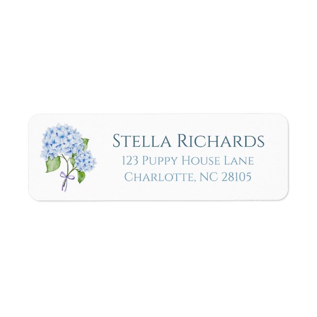 Hydrangea classic preppy grandmillenial address  returadress etikett (Framsidan)