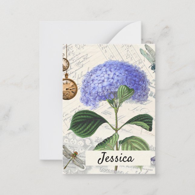 Hydrangea Collage Personlig Anteckningskort (Framsida)