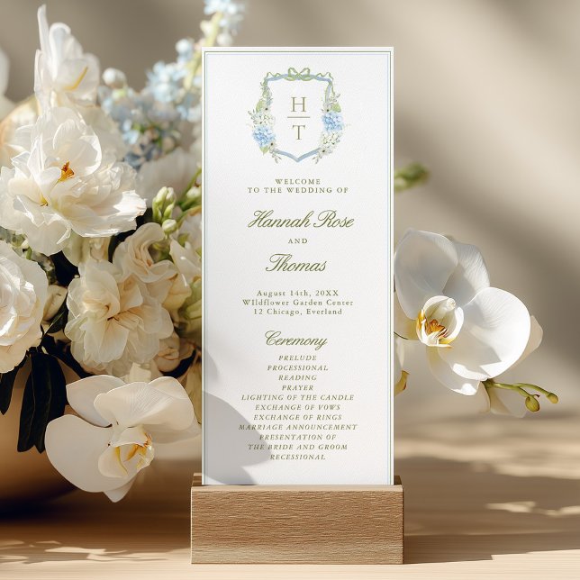 Hydrangea Crest Wedding Program Card (Skapare uppladdad)