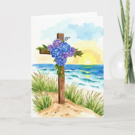 Hydrangea Cross Easter Religious Christian Helgkort