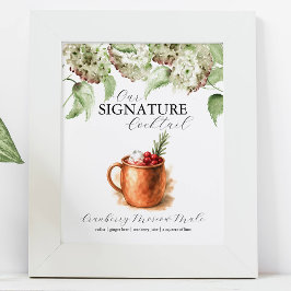 Hydrangea Decor Signature Cocktail Bar Signs Poster