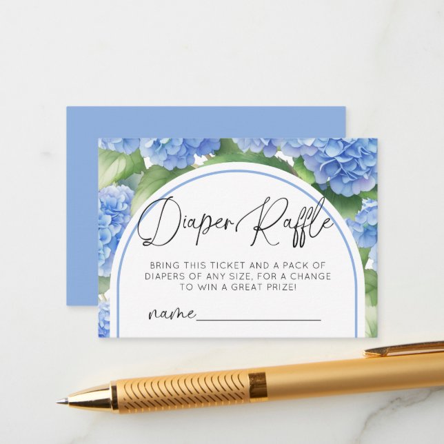Hydrangea Det är en daglig Raffle Baby Shower Tilläggskort (Fram/Back In Situ)
