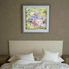Hydrangea Dragonfly Postmark Grunge Poster