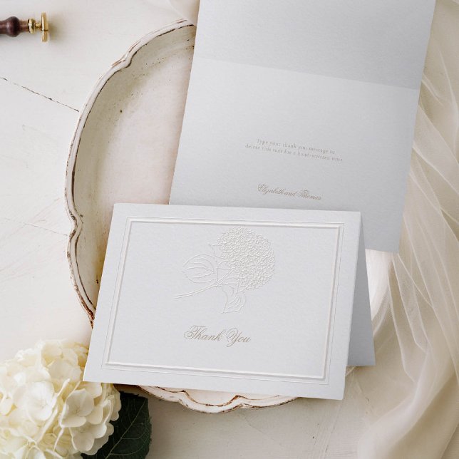 Hydrangea Elegant Classic Formal Bröllop Tack (hydrangeas wedding folded thank you card formal traditional elegant modern classic double frame)