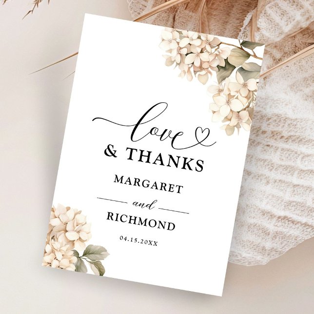 Hydrangea Elegant Vit Blommigt Bröllop Tack (Skapare uppladdad)