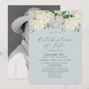 Hydrangea Firande av Life Funeral Memorial Inbjudningar