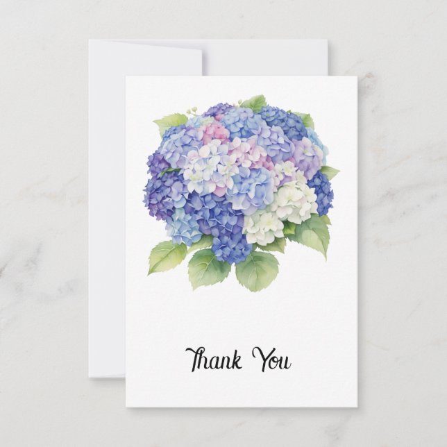 Hydrangea Flat Thank You Card Tack Kort (Framsida)
