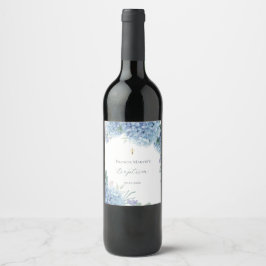 Hydrangea floral  Baptism Vinflaska Etikett
