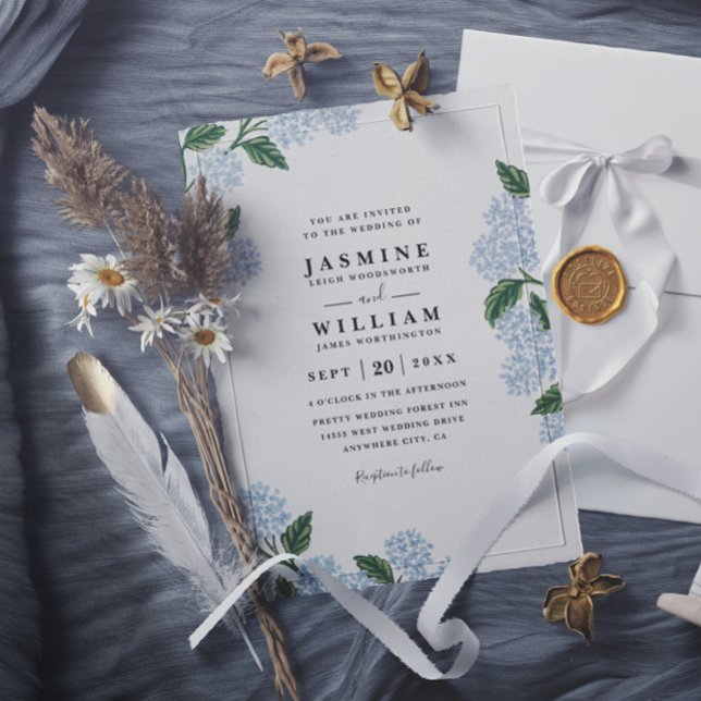 Hydrangea Floral Rustic Elegant QR Code Wedding Inbjudningar (Skapare uppladdad)