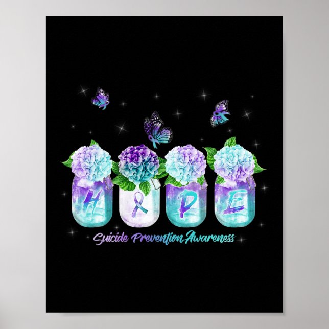 Hydrangea Flower Butterfly Suicide Prevention Awar Poster (Framsidan)