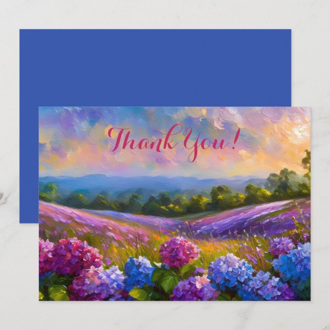 Hydrangea Flower Fält Oljemålning - tackkort Tack Kort (Fram/baksida)