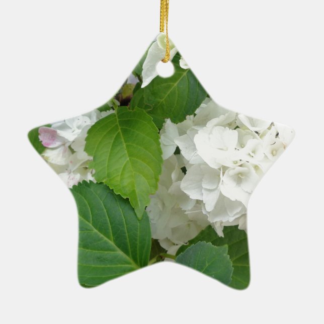 Hydrangea Flower Grönt Vita trädgårdsväxter Julgransprydnad Keramik (Baksidan)