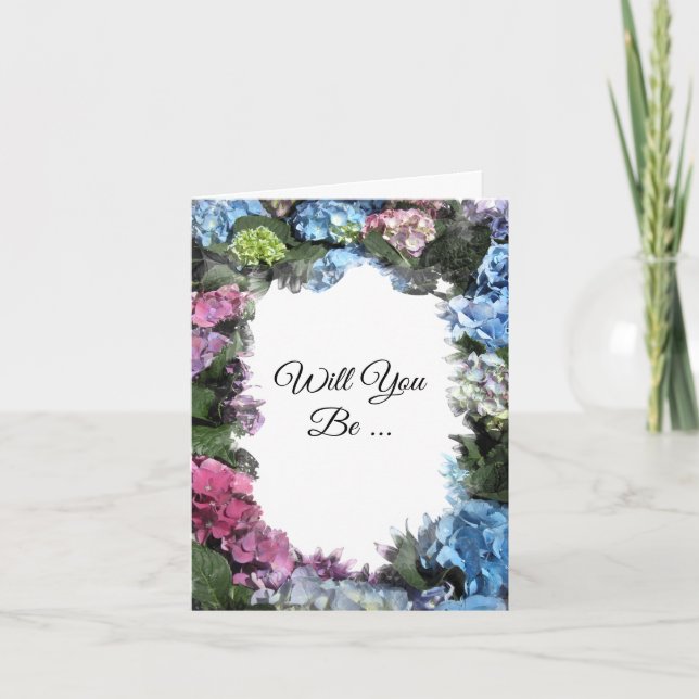 Hydrangea Flower Ram kommer du bli min bridesmaid Inbjudan (Framsida)