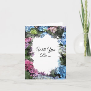 Hydrangea Flower Ram kommer du bli min bridesmaid Inbjudan