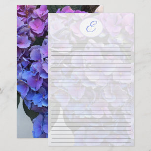 Hydrangea Flowers Bckground Monogram Initial Brevpapper