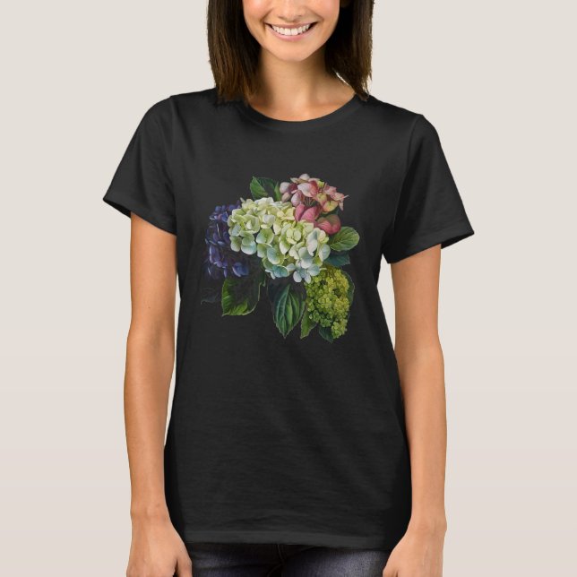 Hydrangea Flowers Blommigt Älskare T Shirt (Framsida)