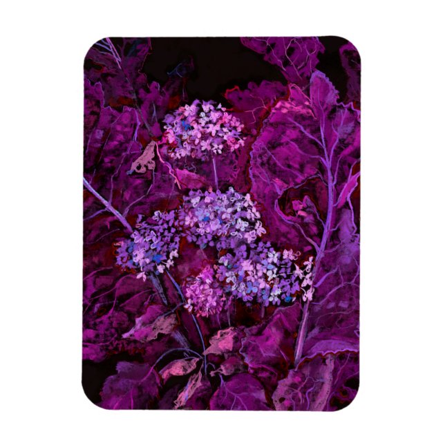 Hydrangea Flowers Horseradish Blommigt Art Lila Magnet (Vertikal)