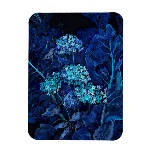 Hydrangea Flowers Horseradish Blommigt Painting Bl Magnet (Vertikal)