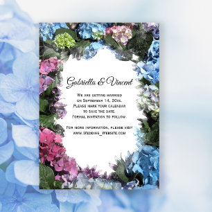 Hydrangea Flowers Ram Bröllop spara datum Inbjudningar