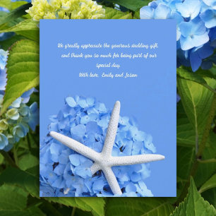 Hydrangea Flowers Starfish Bröllop Tack du Cards Inbjudningar
