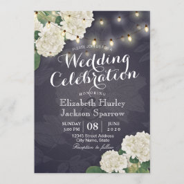 Hydrangea Flowers String Ljus Navy Blue Bröllop Inbjudningar