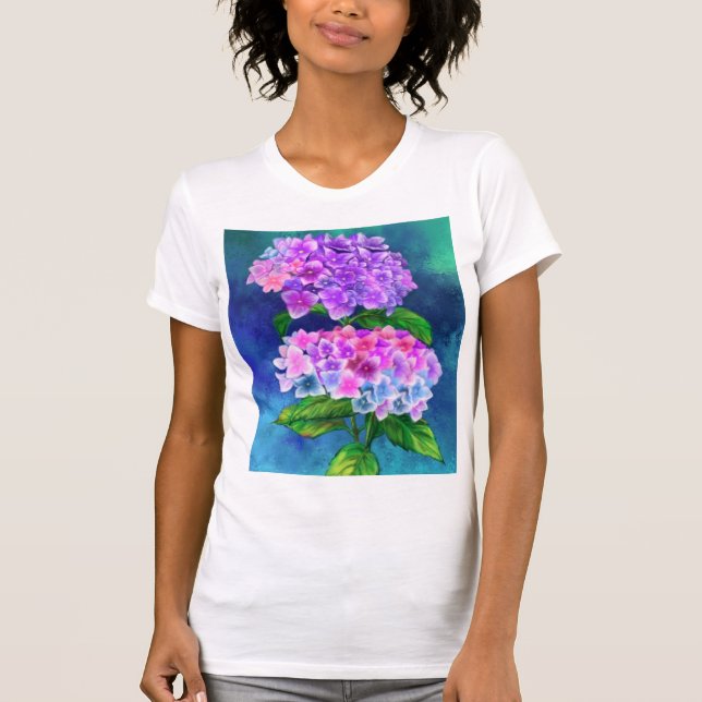 Hydrangea Flowers T-Shirt Teckning (Framsida)