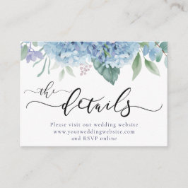 Hydrangea flowers Wedding Website Tilläggskort