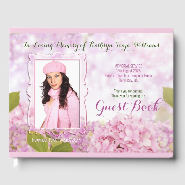 Hydrangea för Rosa av minnestjänster Lägg till dit Gästböcker (Framsida)