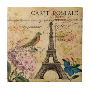 Hydrangea Fransk Bird Paris Eiffel Torn Kakelplatta