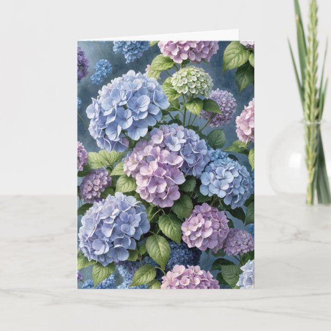Hydrangea Garden Birthday Kort (Framsida)