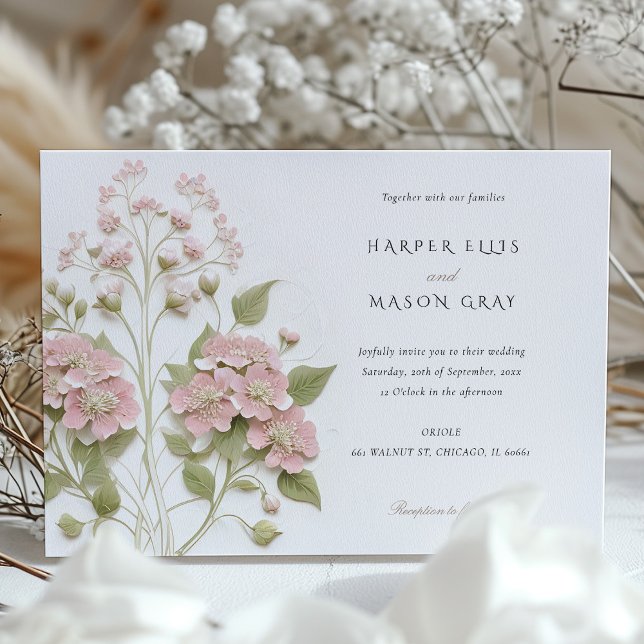 Hydrangea Garden Elegant Pastel Wedding Bejouding Inbjudningar (Skapare uppladdad)