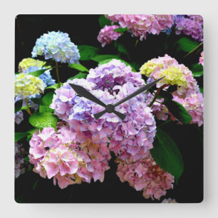 Hydrangea Garden Fyrkantig Klocka
