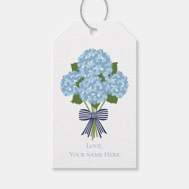 Hydrangea Gift Märkre, Anpassningsbar Blue Grandmi Presentetikett (Framsidan)