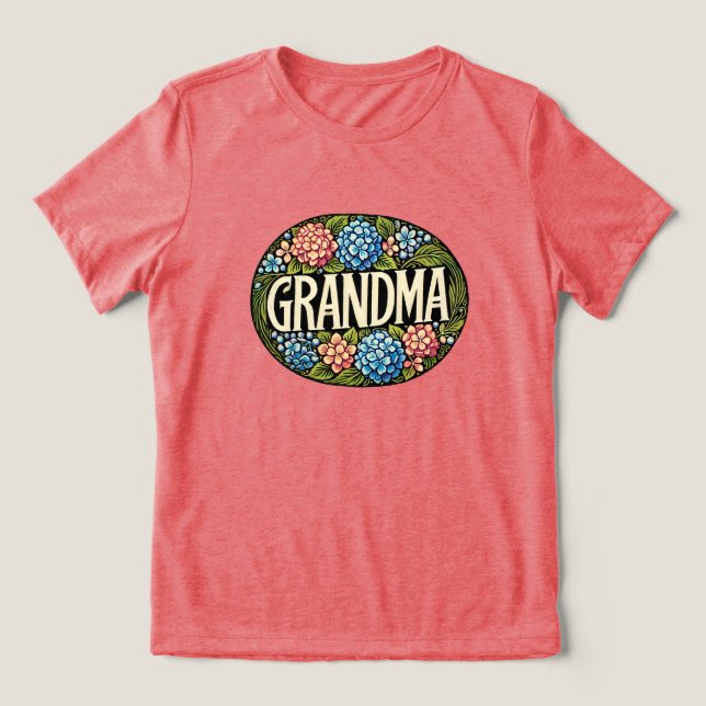 Hydrangea Grandma T Shirt (Design Framsida)