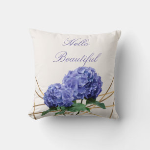 Hydrangea & Guld Elegant Blommig Personlig Kudde