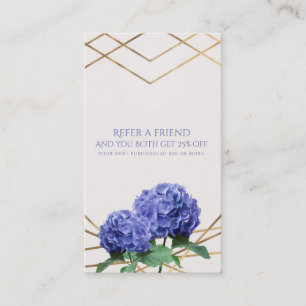 Hydrangea & Guld Elegant Blommig Referera En Vän Rabattkort