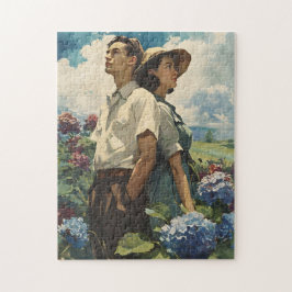 Hydrangea Harmony: Vintage Kärlek Pussel